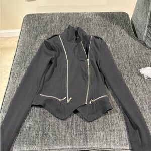 Black Women's Jacket with Zipper Details